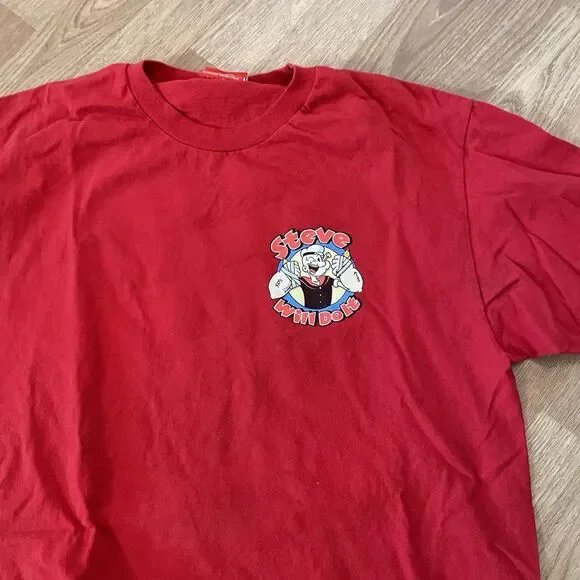 Full Send Nelk Boys “Steve will do it” Popeyes T-shirt Adult Size Large Red - Picture 3 of 6